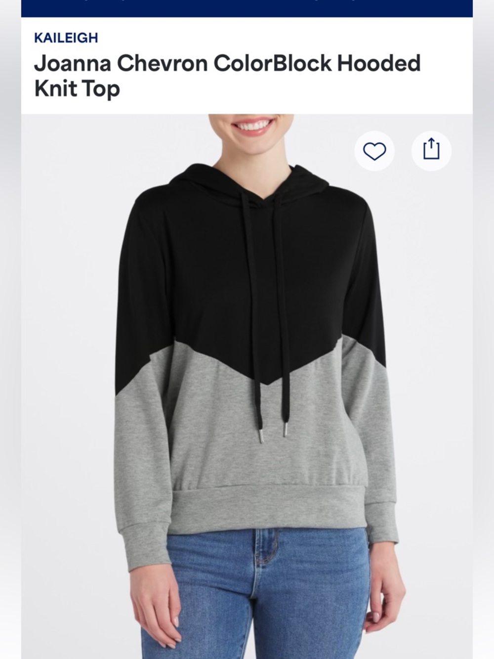 Kaileigh Black and Gray Colorblock Hoodie Sweatshirt